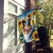 Load image into Gallery viewer, Collie in Sunflowers House Flag
