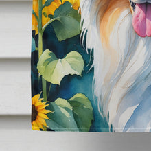 Load image into Gallery viewer, Collie in Sunflowers House Flag