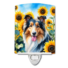 Load image into Gallery viewer, Collie in Sunflowers Ceramic Night Light