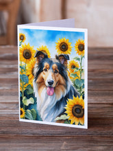 Load image into Gallery viewer, Collie in Sunflowers Greeting Cards - Blank Note Cards – 8-Pack of Artist-Designed Cards with Envelopes