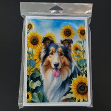 Load image into Gallery viewer, Collie in Sunflowers Greeting Cards - Blank Note Cards – 8-Pack of Artist-Designed Cards with Envelopes