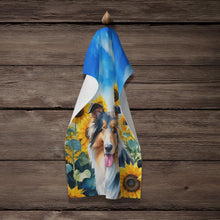 Load image into Gallery viewer, Collie in Sunflowers Kitchen Towel