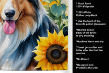 Load image into Gallery viewer, Collie in Sunflowers Kitchen Towel
