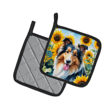 Load image into Gallery viewer, Collie in Sunflowers Pot Holders - Set of 2 Decorative Kitchen Helpers | Made in the USA