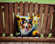 Load image into Gallery viewer, Collie in Sunflowers Throw Pillow - 14x14 Decorative Pillow – Art for Your Home &amp; Patio