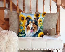 Load image into Gallery viewer, Collie in Sunflowers Throw Pillow - 14x14 Decorative Pillow – Art for Your Home &amp; Patio