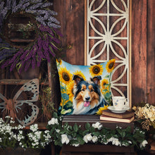 Load image into Gallery viewer, Collie in Sunflowers Throw Pillow - 14x14 Decorative Pillow – Art for Your Home &amp; Patio