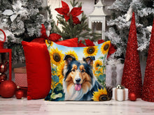 Load image into Gallery viewer, Collie in Sunflowers Throw Pillow - 14x14 Decorative Pillow – Art for Your Home &amp; Patio