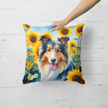 Load image into Gallery viewer, Collie in Sunflowers Throw Pillow