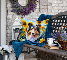 Load image into Gallery viewer, Collie in Sunflowers Throw Pillow