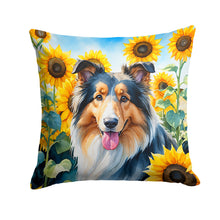 Load image into Gallery viewer, Collie in Sunflowers Throw Pillow