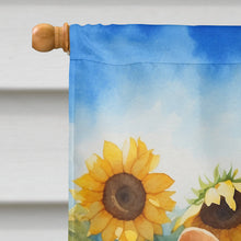 Load image into Gallery viewer, Corgi in Sunflowers House Flag