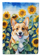 Load image into Gallery viewer, Corgi in Sunflowers House Flag