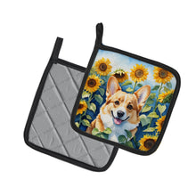 Load image into Gallery viewer, Corgi in Sunflowers Pot Holders - Set of 2 Decorative Kitchen Helpers | Made in the USA