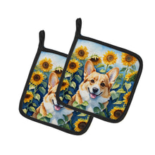 Load image into Gallery viewer, Corgi in Sunflowers Pot Holders - Set of 2 Decorative Kitchen Helpers | Made in the USA