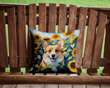 Load image into Gallery viewer, Corgi in Sunflowers Throw Pillow - 14x14 Decorative Pillow – Art for Your Home &amp; Patio