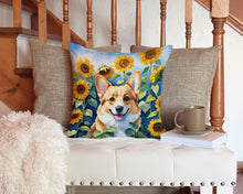 Load image into Gallery viewer, Corgi in Sunflowers Throw Pillow - 14x14 Decorative Pillow – Art for Your Home &amp; Patio