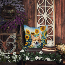 Load image into Gallery viewer, Corgi in Sunflowers Throw Pillow - 14x14 Decorative Pillow – Art for Your Home &amp; Patio