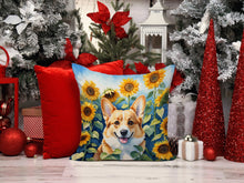 Load image into Gallery viewer, Corgi in Sunflowers Throw Pillow - 14x14 Decorative Pillow – Art for Your Home &amp; Patio