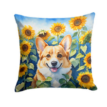 Load image into Gallery viewer, Corgi in Sunflowers Throw Pillow - 14x14 Decorative Pillow – Art for Your Home &amp; Patio