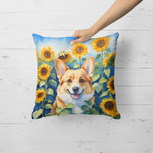 Load image into Gallery viewer, Corgi in Sunflowers Throw Pillow
