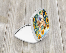 Load image into Gallery viewer, Corgi in Sunflowers Compact Mirror – Stylish Purse Mirror with Artistic Covers