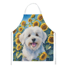 Load image into Gallery viewer, Coton de Tulear in Sunflowers Apron – Artist-Designed Kitchen, BBQ &amp; Craft Apron