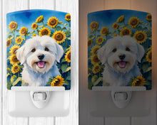 Load image into Gallery viewer, Coton de Tulear in Sunflowers Ceramic Night Light