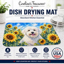 Load image into Gallery viewer, Coton de Tulear in Sunflowers Dish Drying Mat Absorbent Dish Drying Mat Pad for Kitchen Counter Dish Drainer Mat for Countertop, 14 x 21", Multicolor