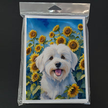 Load image into Gallery viewer, Coton de Tulear in Sunflowers Greeting Cards - Blank Note Cards – 8-Pack of Artist-Designed Cards with Envelopes