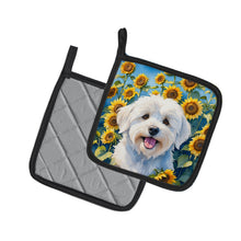 Load image into Gallery viewer, Coton de Tulear in Sunflowers Pot Holders - Set of 2 Decorative Kitchen Helpers | Made in the USA