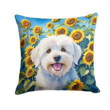 Load image into Gallery viewer, Coton de Tulear in Sunflowers Throw Pillow - 14x14 Decorative Pillow – Art for Your Home &amp; Patio