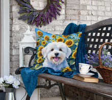 Load image into Gallery viewer, Coton de Tulear in Sunflowers Throw Pillow