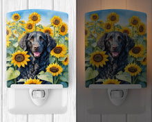 Load image into Gallery viewer, Curly-Coated Retriever in Sunflowers Ceramic Night Light