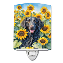 Load image into Gallery viewer, Curly-Coated Retriever in Sunflowers Ceramic Night Light