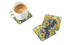 Load image into Gallery viewer, Curly-Coated Retriever in Sunflowers Coasters - Set of 4 Lightweight Foam, Absorbent Drink Coasters