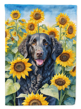 Load image into Gallery viewer, Curly-Coated Retriever in Sunflowers Garden Flag – Bright Dog-Themed Yard Decor