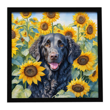 Load image into Gallery viewer, Curly-Coated Retriever in Sunflowers Framed Metal Print