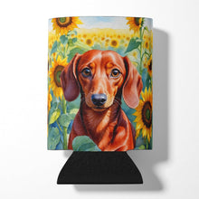 Load image into Gallery viewer, Dachshund in Sunflowers Can or Bottle Hugger