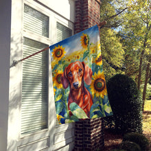 Load image into Gallery viewer, Dachshund in Sunflowers House Flag