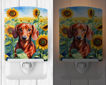Load image into Gallery viewer, Dachshund in Sunflowers Ceramic Night Light
