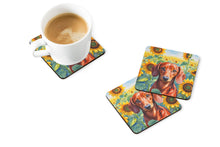 Load image into Gallery viewer, Dachshund in Sunflowers Coasters - Set of 4 Lightweight Foam, Absorbent Drink Coasters