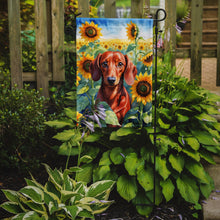 Load image into Gallery viewer, Dachshund in Sunflowers Garden Flag – Bright Dog-Themed Yard Decor