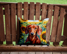 Load image into Gallery viewer, Dachshund in Sunflowers Throw Pillow - 14x14 Decorative Pillow – Art for Your Home &amp; Patio
