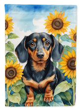 Load image into Gallery viewer, Dachshund in Sunflowers House Flag