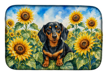 Load image into Gallery viewer, Dachshund in Sunflowers Dish Drying Mat Absorbent Dish Drying Mat Pad for Kitchen Counter Dish Drainer Mat for Countertop, 14 x 21", Multicolor