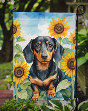 Load image into Gallery viewer, Dachshund in Sunflowers Garden Flag – Bright Dog-Themed Yard Decor