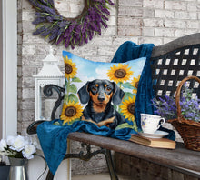 Load image into Gallery viewer, Dachshund in Sunflowers Throw Pillow