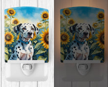 Load image into Gallery viewer, Dalmatian in Sunflowers Ceramic Night Light