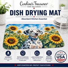 Load image into Gallery viewer, Dalmatian in Sunflowers Dish Drying Mat Absorbent Dish Drying Mat Pad for Kitchen Counter Dish Drainer Mat for Countertop, 14 x 21", Multicolor